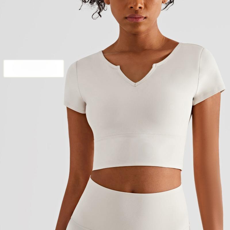 

Женский коврик для фитнеса на грудь, йога, V-образный вырез, сексуальная укороченная версия, обтягивающая спортивная футболка XL