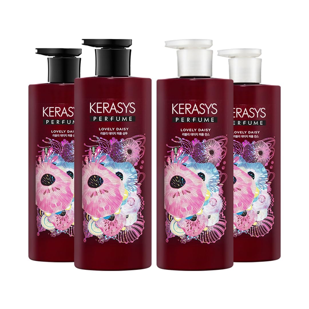 

While stocks last Set of 4 [KERASYS Official] 600ml Perfume Shampoo & Conditioner Kerasys Korea Perfume Shampoo Damage Care Hair Care Lovely Daisy