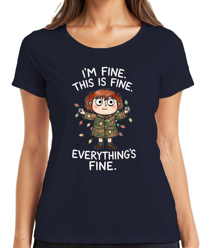Im Fine This Is Fine Everythings Fine Fairy Lights Gift Unisexs Tshirt S