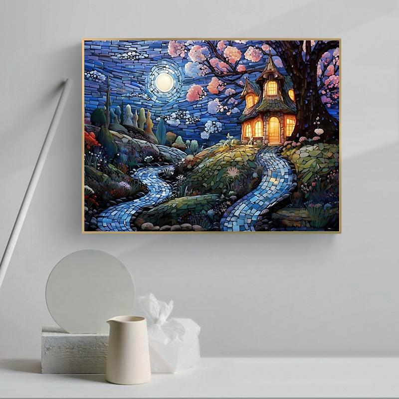 Fantasy Mosaics Princess Castle Shell Splicing Abstract Poster Canvas Printing Wall Art Decoration Painting for House Room Decor