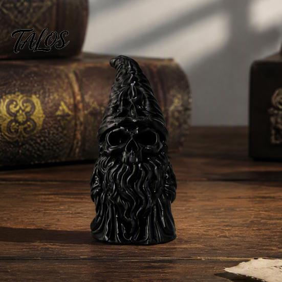 Dark Desktop Decoration 3D Printed Skeleton Gnome Figurine, Gothic Skull Goblin Statue, Spooky Durable PLA Resin Craft Ornament for Home Office