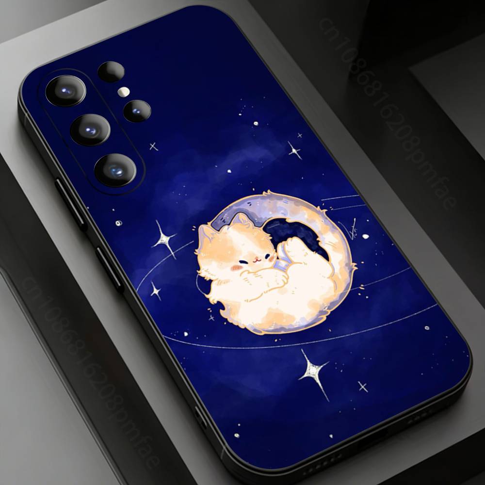

Cute Animals on the Moon Phone case for Samsung Galaxy S24,25,26,23 22,21,S20 Plus Ultra FE soft fundas cases Samsung S21 s305G