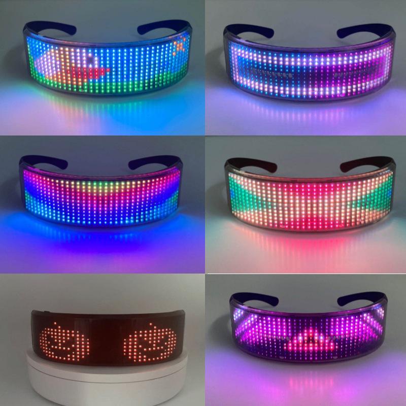 Led Party Glasses Multilingual USB Charge Led Flashing Luminous Eyewear Christmas Concert Birthday Party Holiday Glow Sunglasses
