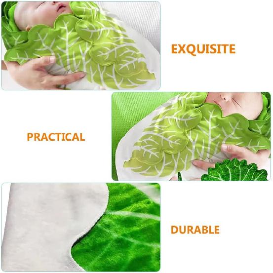 Baby Swaddle Blanket Cabbage Photo Blankets with Hat Infant Swaddle Wrap Unisex Blankets Memory Photography Background Props for Newborn Toddler