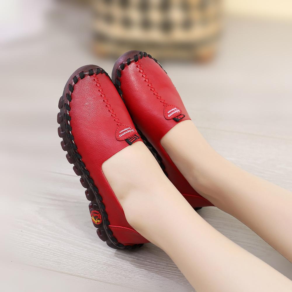 Spring and autumn women's shoes 2025 women's beef tendon sole soft sole soft leather versatile leather shoes white mother shoes beef tendon sole no