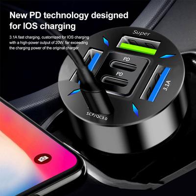 66W Autoladegerät Schnellladung PD QC3.0 Mit Voltmeter Zigarettenanzünderbuchse Netzteil Für iPhone 11 12 Samsung Xiaomi