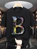 Summer Unisexs Cotton Sports Casual Fashionable Loose Plus Size Creative Bletter Printed Round Neck Short Sleeved Tshirt Top