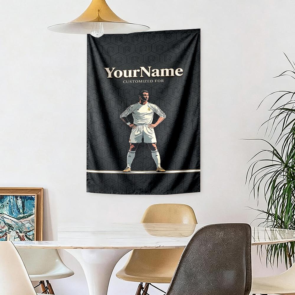Cristiano Ronaldo Custom Your Name Wall Decor Tapestry Art For Pet Memorial Birthdaywedding Party Backdrop Family Gift