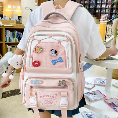 The New Schoolbag Is Cute, Small and Fresh. The High-value Schoolbag for High School Students Contrasts Colors. The Multi-compartment Backpack
