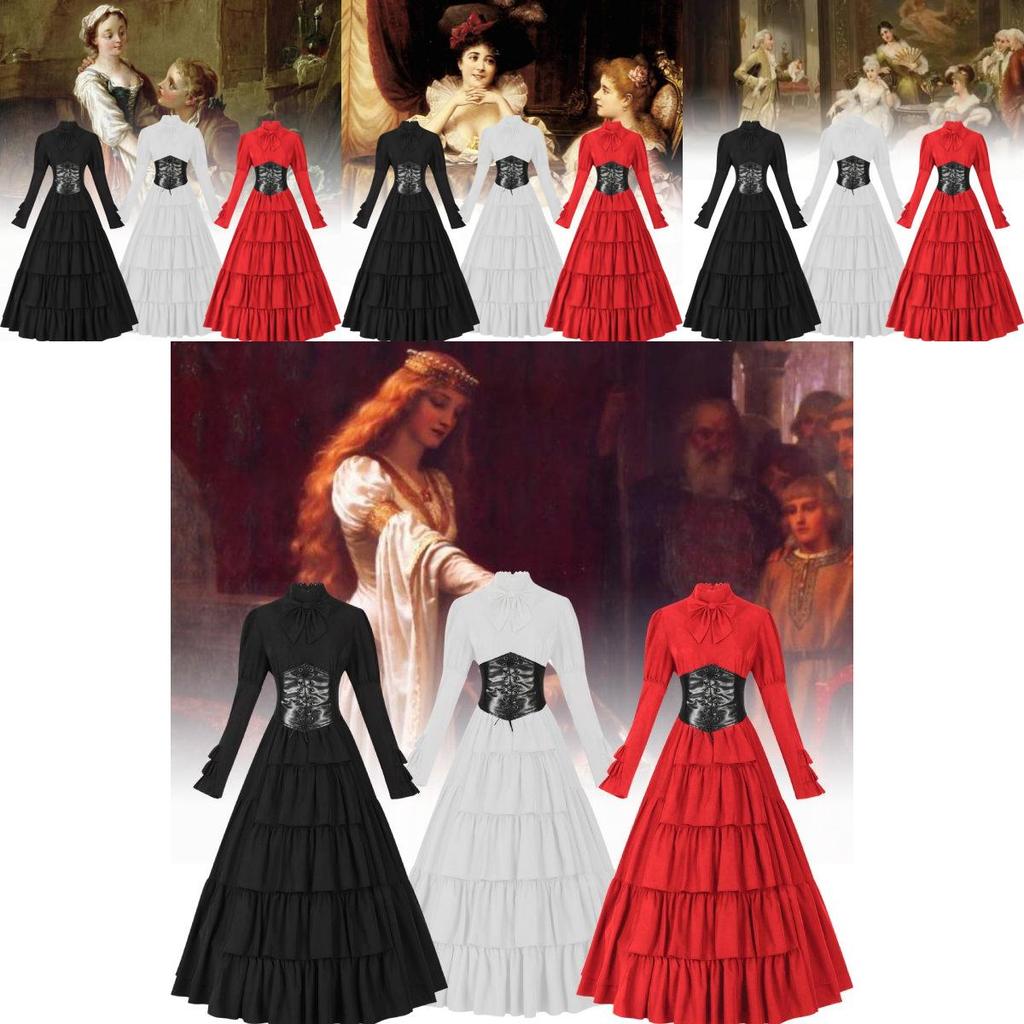 Classic Women's Medieval Long Dress With Elegant Design For Fantasy Costume Events
