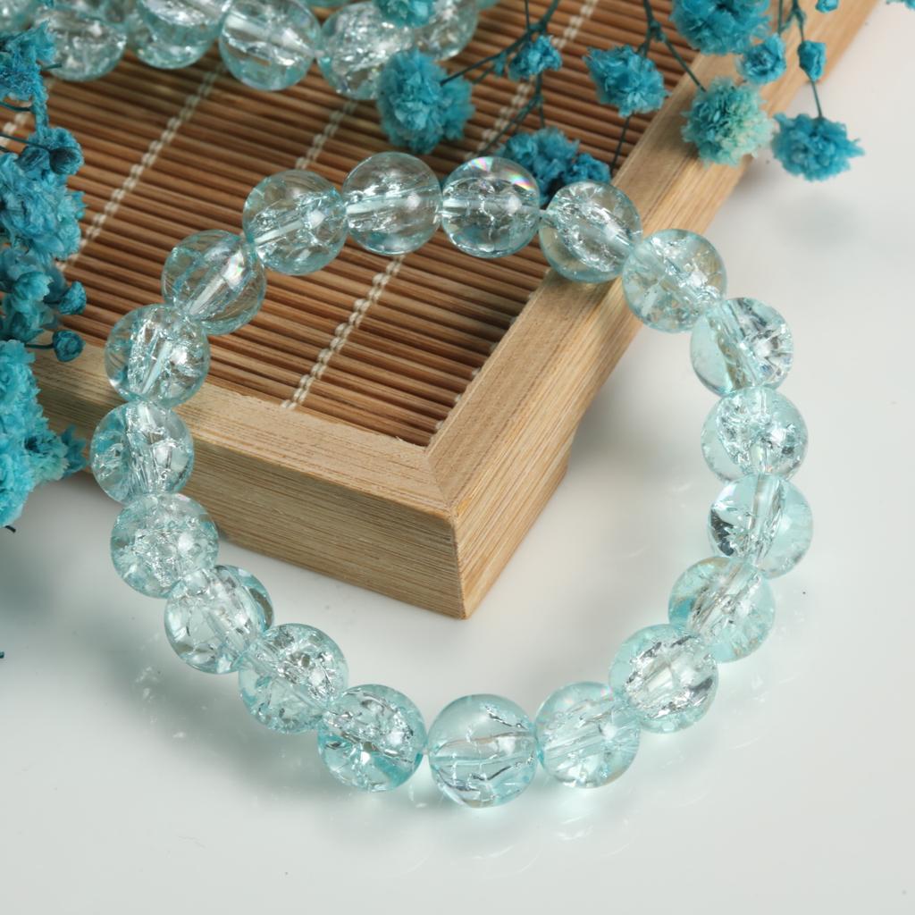 10mm Cracked Flower Glass Beaded Bracelets, Multi-Color Y2K Sweet Cool Style Bracelets for Women Fashion Jewelry Accessories