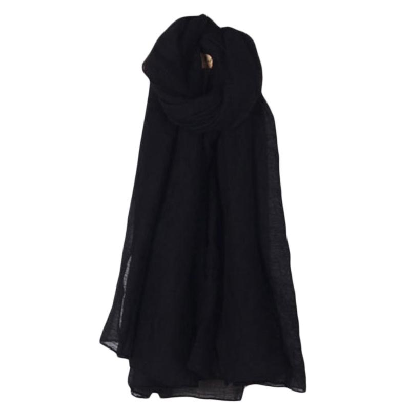 Fashion New 16 Colors Women Long Scarf Wrap Scarves Vintage Cotton Linen Large Shawl Hijab Elegant Solid Black Red White