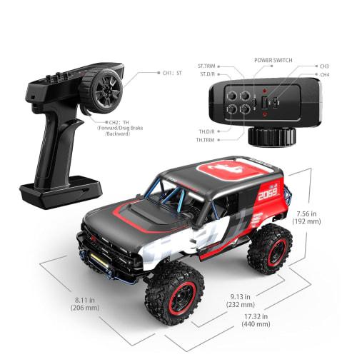 MJXRC H12P 1:12 4WD Radio-Controlled Crawler, Brushless Motor, Alloy Body, Metal Driveshafts, 45-Minute Run Time, Bronco Baja 1000, Officially License