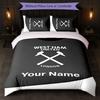 Set Biancheria da Letto Personalizzato West Ham United FC Testo Nome 1 Copripiumino+2 Federe Logo Calcio Regalo Personalizzato per Occasione Speciale Decorazione Camera da Letto