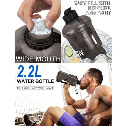 VENNERLI Half Gallon Water Bottle, 2.2L Large Sports Water Bottle with Handle, 74 oz, BPA-Free Reusable Plastic Jug, Leak-Proof Hydration Bottle for G