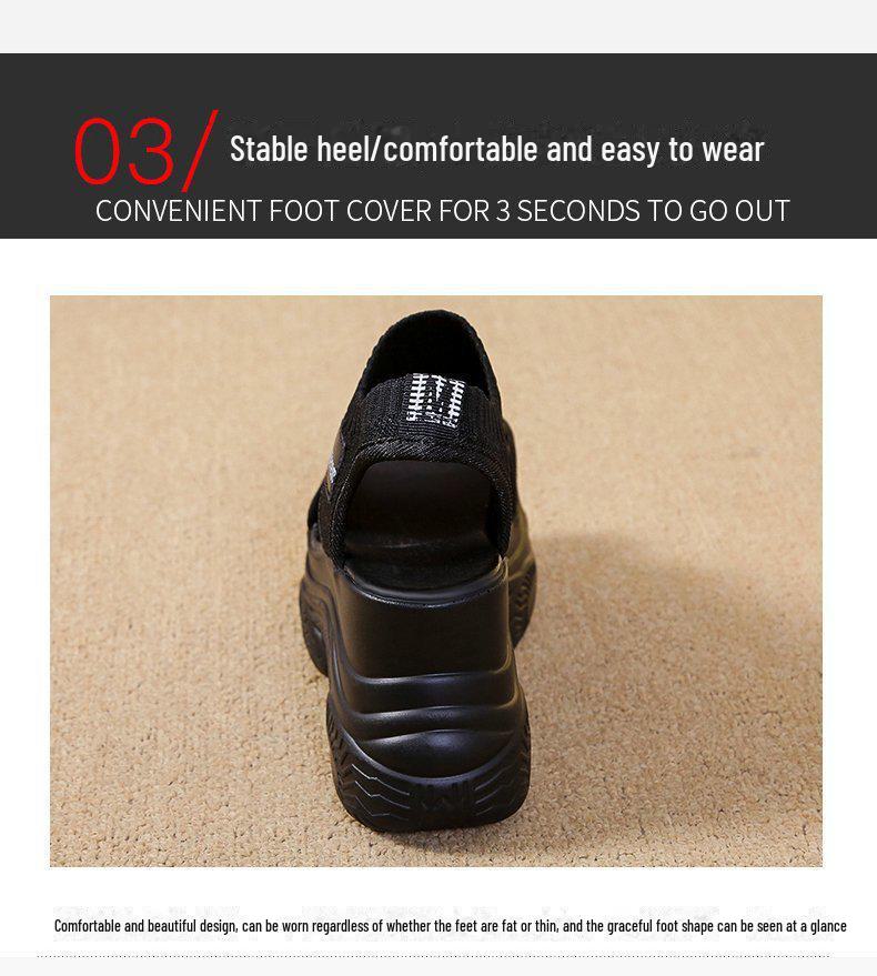 Trendy letní pletené peep-toe platformové klínkové sandály pro ženy