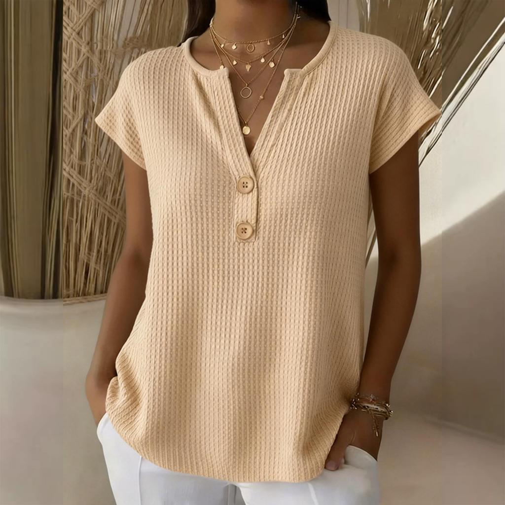 Ladies' Casual Loose And Fashionable Short Sleeved Pullover Top