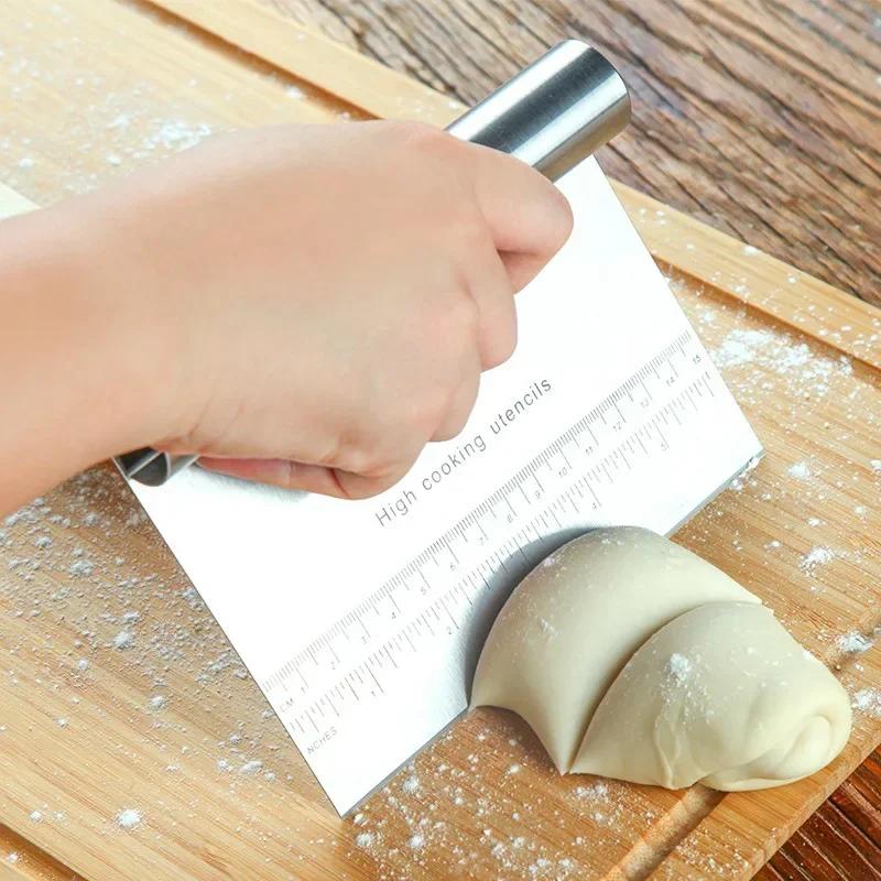 Stainless Steel Pastry Spatulas Cutter With Scale Pizza Dough Scraper Fondant Cake Decoration Tools Baking Kitchen Accessories