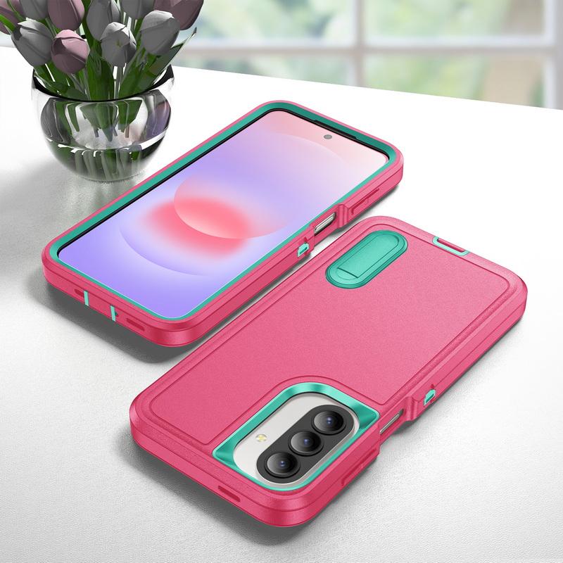 S26 Ultra Case Shockproof Bumper Hybrid 3in1 Candy Color Phone Stand Cover Samsung S25 Ultra S24 Plus S23 FE A15 A16 A36 A56 A17 A27 A37 A57 5G