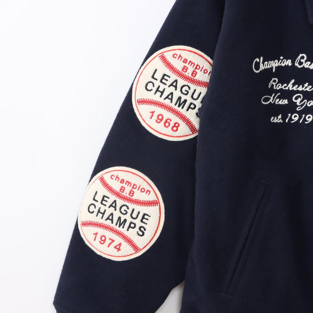 Champion Long Sleeve Graphic Logo Embroidered Award Men's Jacket, Navy, C3-C611