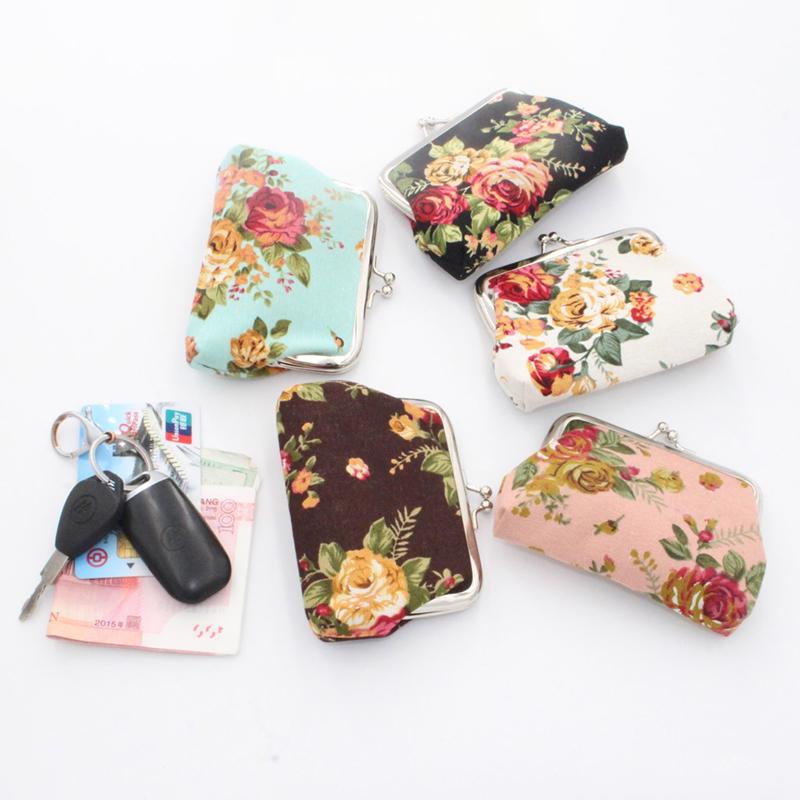 1Pcs  Elegant Roses Canvas Mini Coin Purses Zero Wallet ,Lady Zero Wallets And Coin Bag Child Girl Women Change Purse