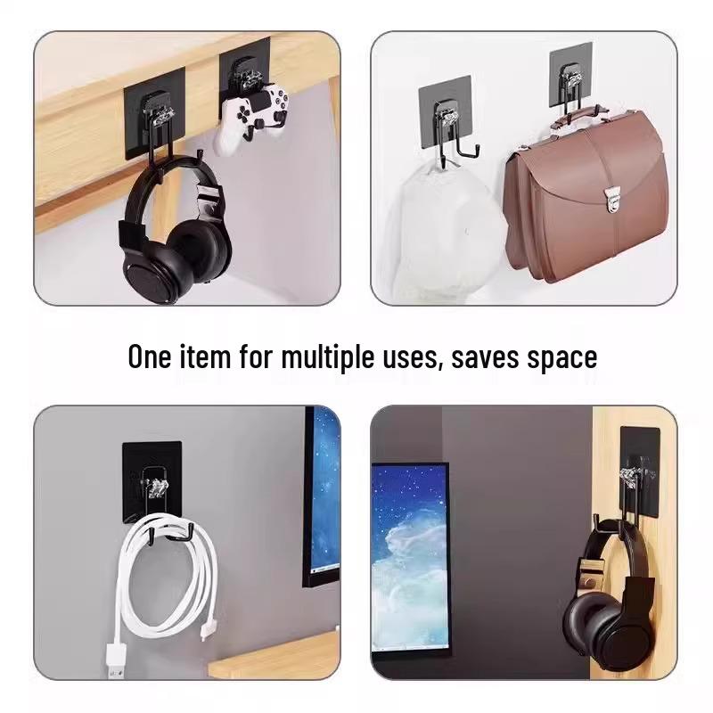 Adhesive Wall-Mounted Headphone Stand: Punch-Free Hook for Over-Ear Headsets In Dorms