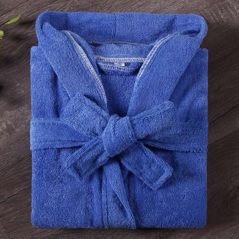 

Summer Bathrobe Kids Boys Robes Children Bathrobe Hooded Cap Soft Velvet Robe Kids Cotton Warm Clothes Baby Lovely Home Clothes M темно-синього кольору