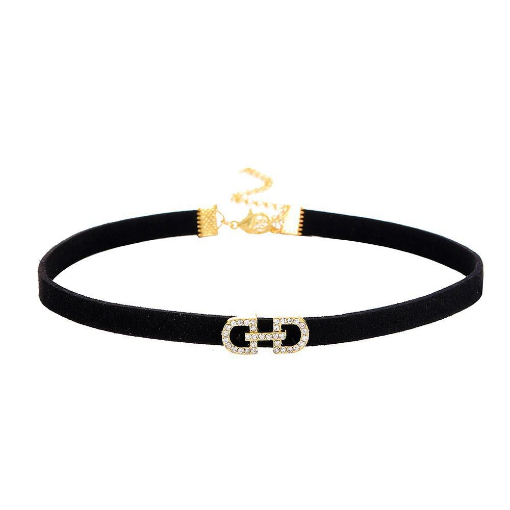 Luxurious Black Cord Choker Necklace for Women - Clavicle Chain Accessory