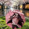 Custom Name Personalized Demon Slayer Print Umbrella, Auto Open Close, 8‑Rib Sturdy Frame, Commute Camping Hiking Use, Birthday Gift