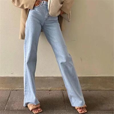 Straight Leg Women's Jeans Denim Bottom Boyfriend Long High Waist Baggy Jeans Long Trousers