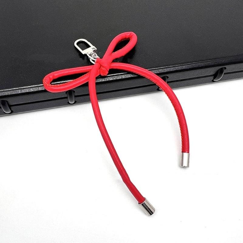 Elegant Keychain Charm with PU Leather Bowknot Details for Women Girls Handmade Keyring Backpack Pendant Jewelry Gift