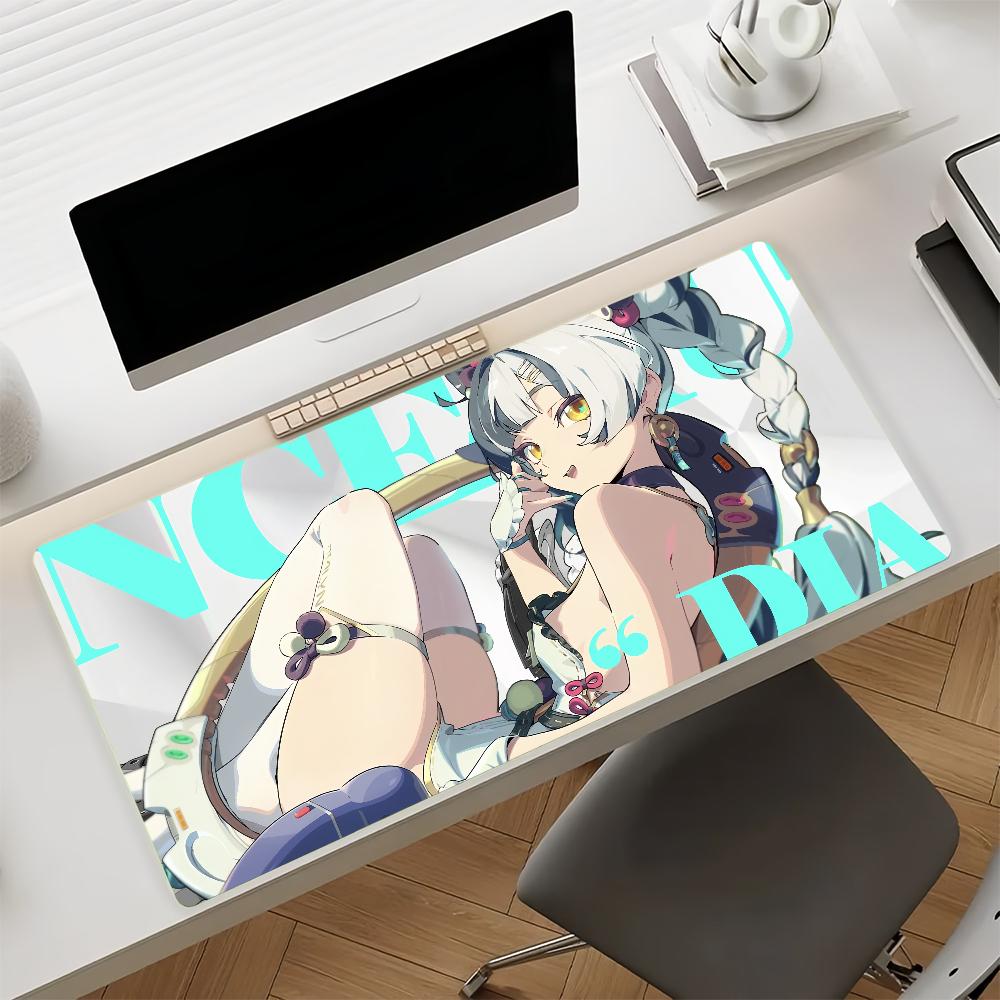 Gaming Mouse PadLarge Desk Mat Antislip Base Stitched Edges Cute Silver Hair Anime Girl Keyboard Pad for Gamer Office Home