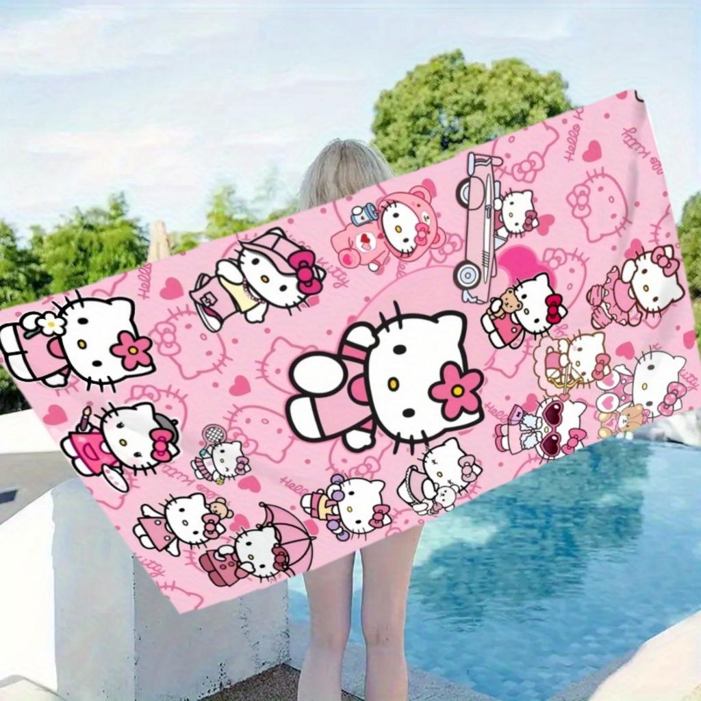 1pc H-Hello K-Kittys beach towel, fashionable water-absorbent quick-drying single-piece large-sized beach towel, soft and comfortable