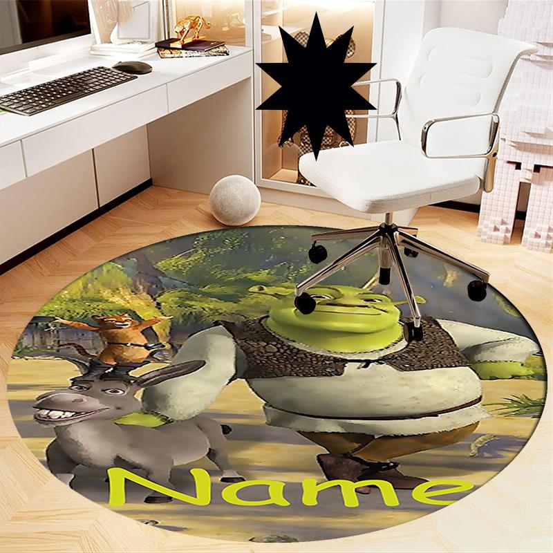 Benutzerdefinierter Name Shrek Aufdruck Runder Teppich Teppich Stuhlteppich Bereichsteppich Eingang Fußmatten, für Bürostuhl Wohnzimmer Schlafzimmer Küche.