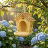 Wild Bird Feeder for Garden House Shape Hanging Outdoor Decor, Weatherproof Resin Ornament Lovers with Large Capacity Tray & Hemp Rope Yard