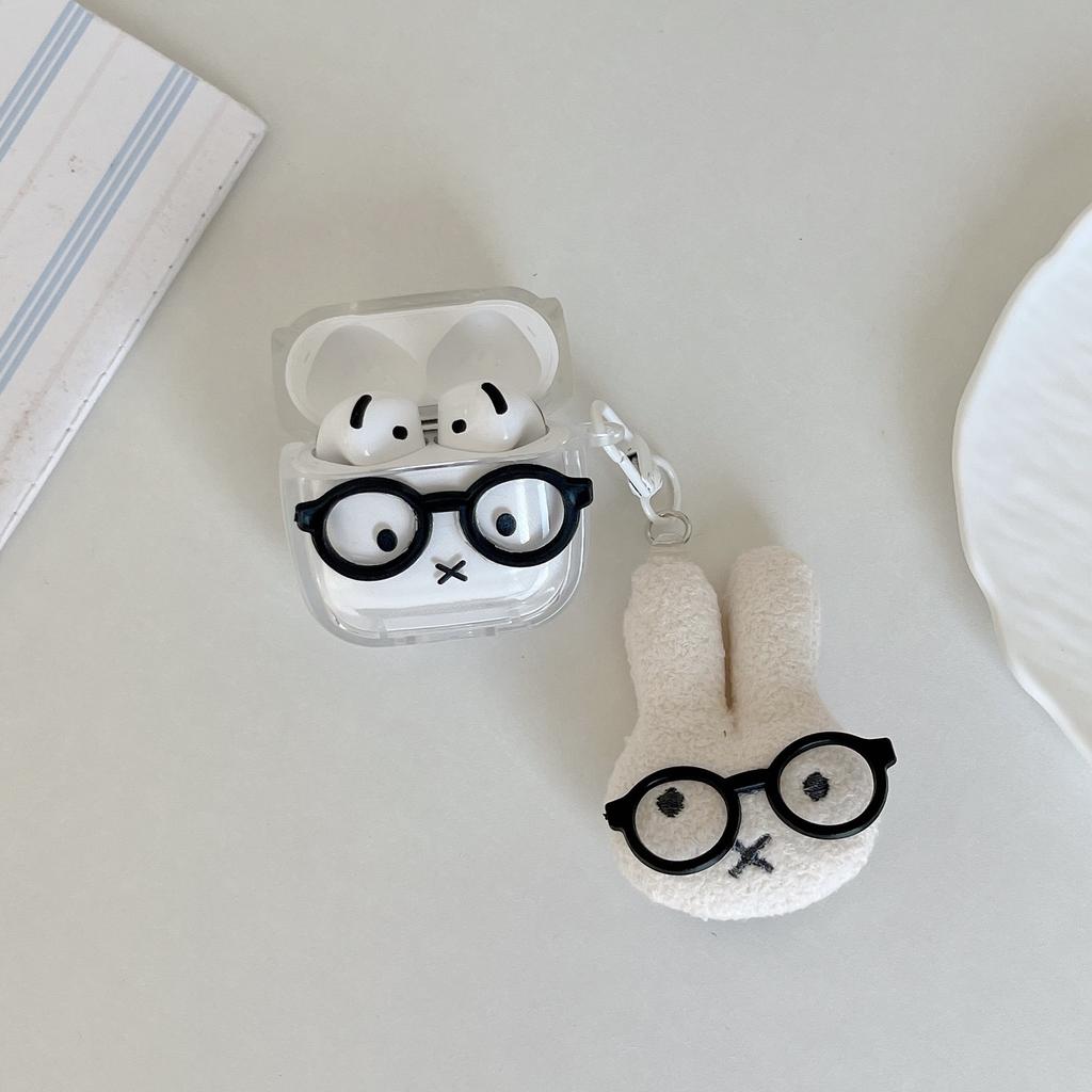 Cute Glasses Miffy Rabbit AirPods Pro1 Apple Bluetooth Headset Case 1/1 Generation Cartoon Protective Case