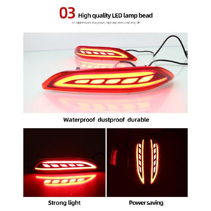 2Pcs LED rear bumper lights brake tail light reflector light rear lamp Brake warning Lamp For Honda City 2014 2015 2016