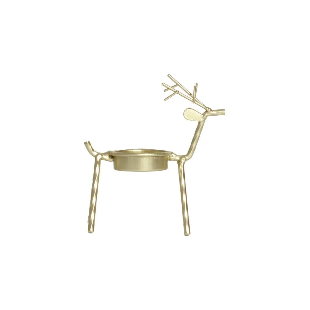 Standing Christmas Reindeer Tealight Holders Iron Metal Rust-Proof Tea Light Candle Holders Stable Elegant Xmas Decor Gifts