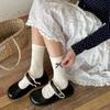 Navy Blue Socks Sweet Little Floral Socks Boneless Fungus Edge Piles Of Socks Autumn Cotton Socks