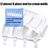2 Pack Efficient Silicone Ice Creams Trays Professional Ellipse Shape Nontoxic Easy Removal Feature