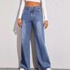 2024 Trendy Washed High-Waisted Wide-Leg Jeans for Women