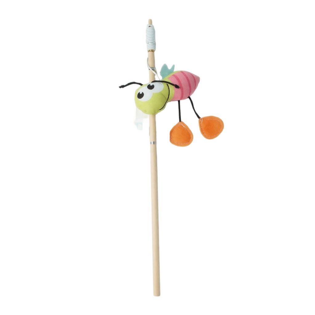 Cartoon Animal Cat Teaser Wand Durable Chew Toy with Catnip Plush Interactive Play Stick for Cats