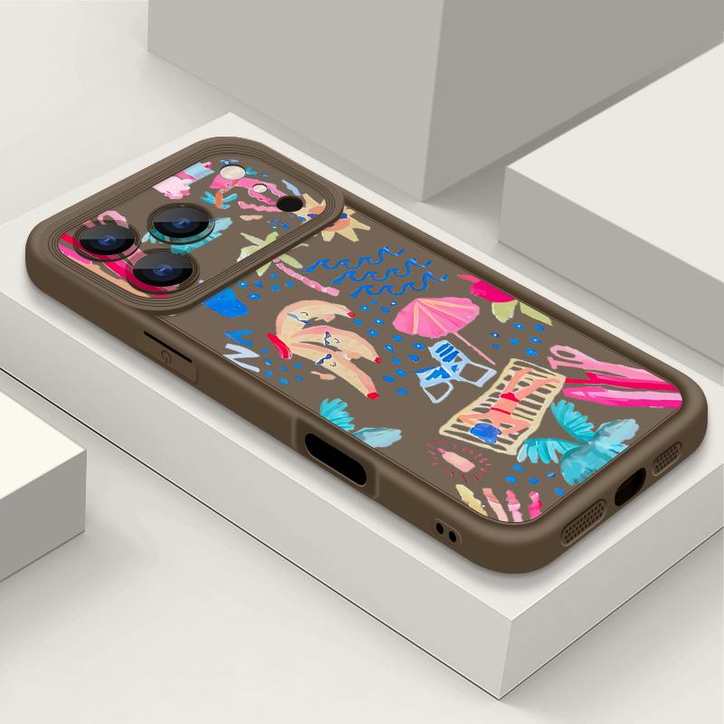 Shockproof Phone Case For iPhone 17 Pro Max Cartoon Vacation Painting Silicone Cover For iPhone 16 Pro Max Cover iPhone 15 14 13 12 11 16E Air