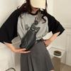 Pu Leather Cat Crossbody Bag Mobile Phone Bag Cartoon Shoulder Bag Cute Animal Chest Bag  Students