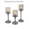 1/3Pcs Vintage Glass Candle Holders Set Elegant Iron Base Replacement For Home For Cafes Model Homes Decoration