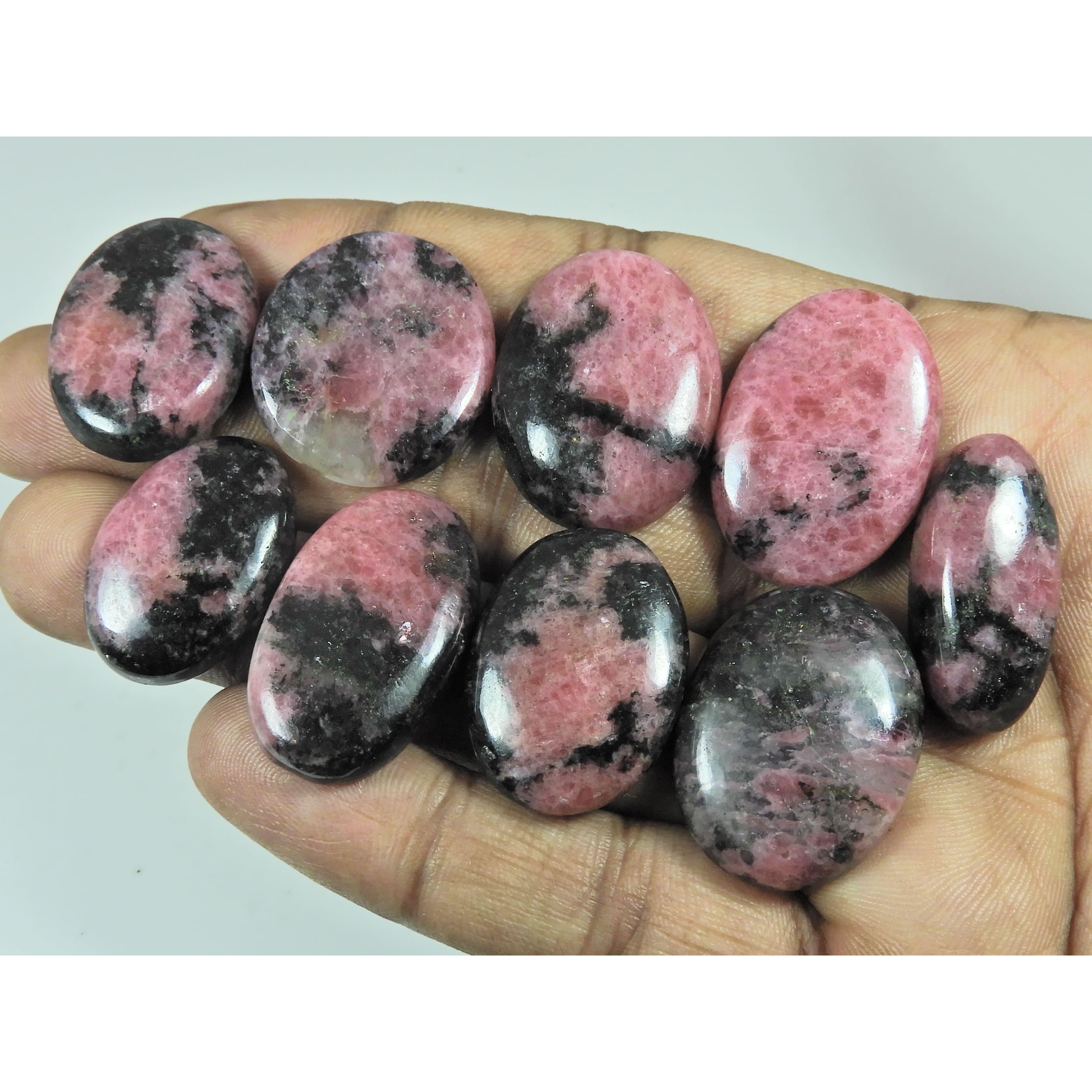 335Cts. Natural Rhodonite Oval Shape Cabochon Loose Gemstone 09Pcs Lot C-2926