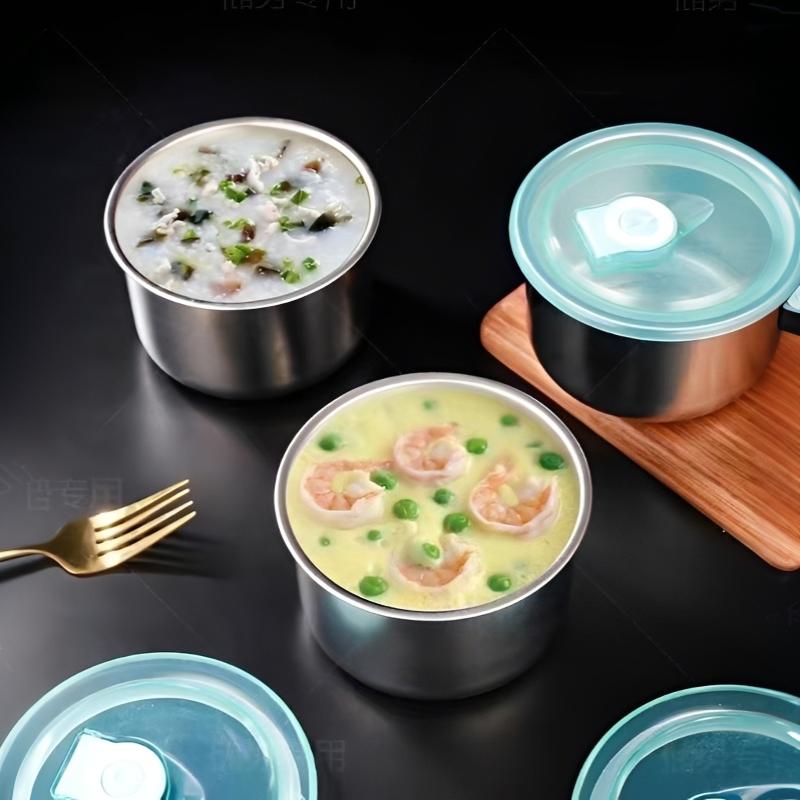 3/2/1Pcs 410 Stainless Steel Food Container Fresh Keeping Box With Sealed Lid Fridge Food Storage Box Lunch Bento Box Bowl