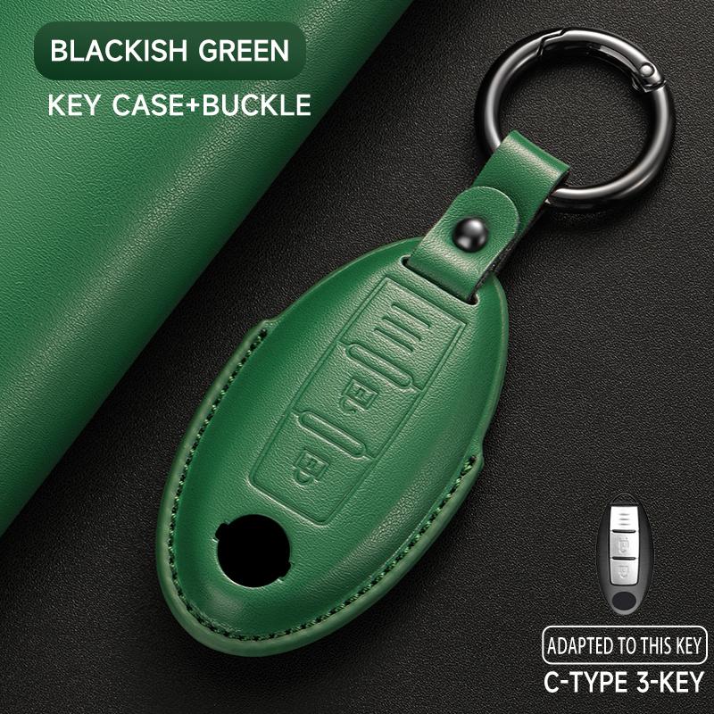 Schlüsseletui aus echtem Leder für Nissan Qashqai 2022 J12, Ariya, Altima, Teana, Juke, X-Trail (Schutzset)