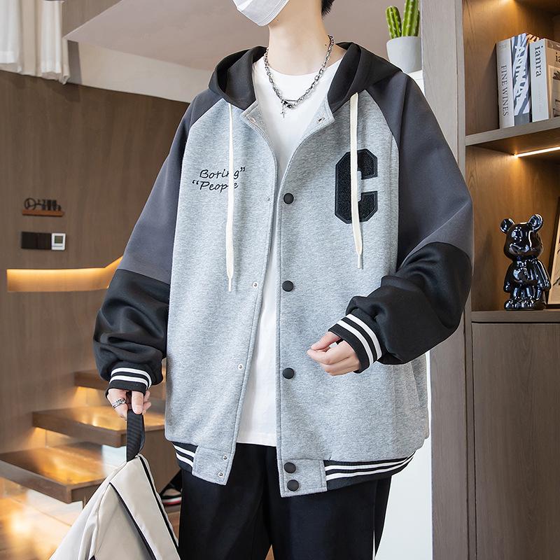 Spring & Autumn Youth Hooded Jacket for Boys - Trendy Color Block Sweatshirt/Cardigan for Teens