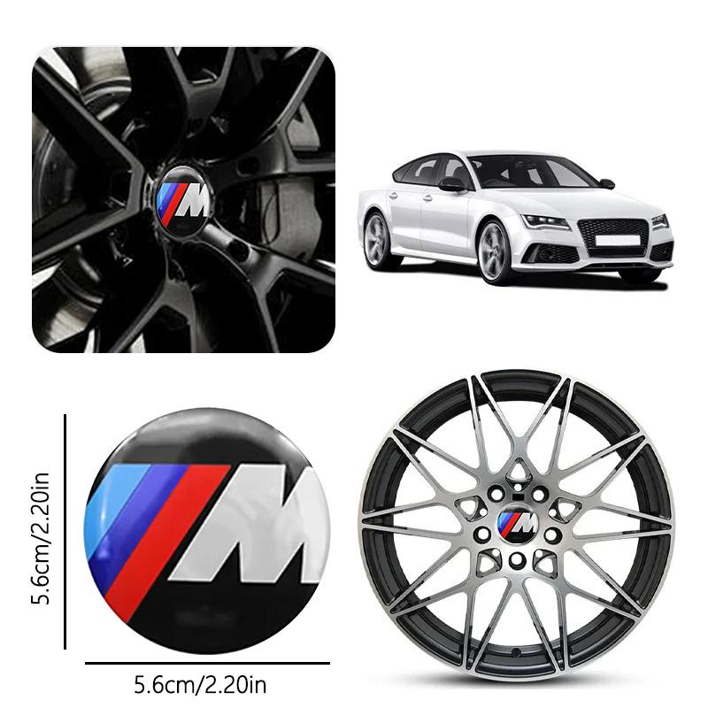 Car Sticker High Quality 56mm 60mm Polished Wheel Center Stickers Strong Adhesive No Residue Hub Caps Badge Decals For BMW M